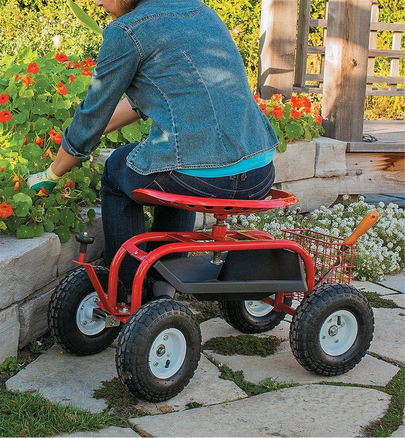 Rolling Garden Scooter With Tool Storage