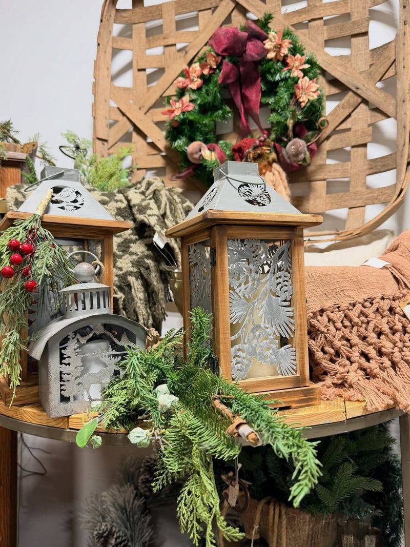 Window Box Lanterns With Evergreen Spills