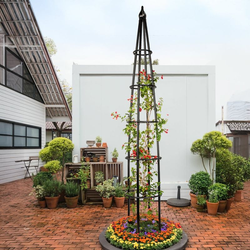 Obelisk Trellis As Garden Focal Points
