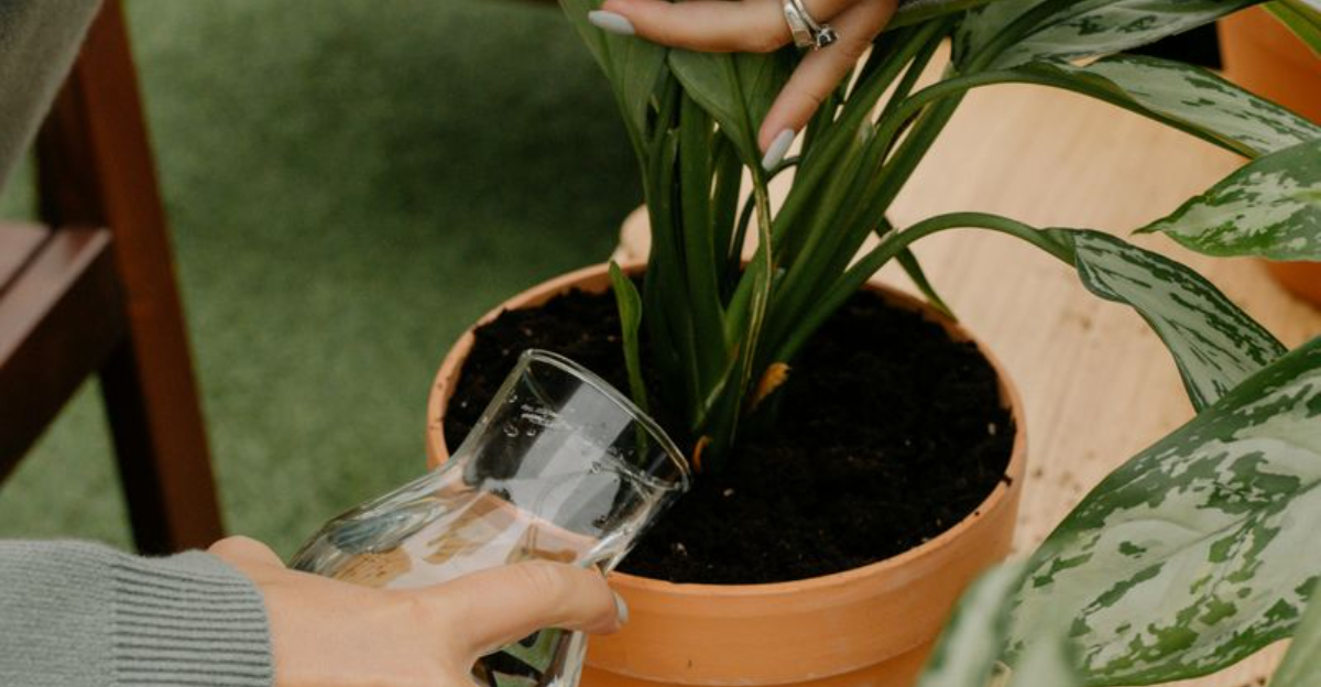 fertilizing houseplant