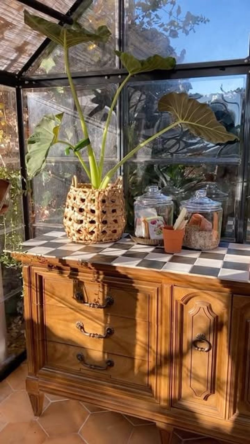 Old Dressers Transformed Into Potting Stations