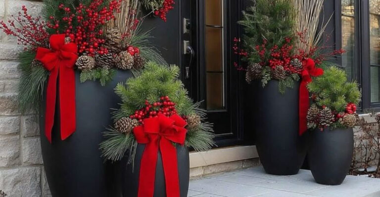 potted evergreens xmas decoration