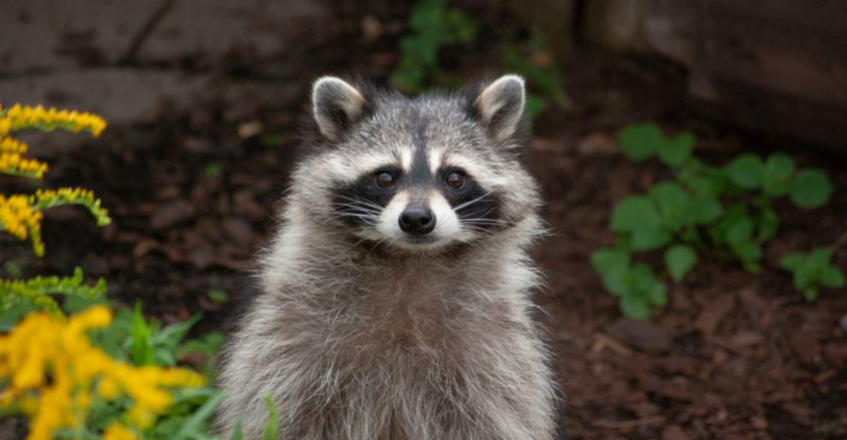 raccoon in garden