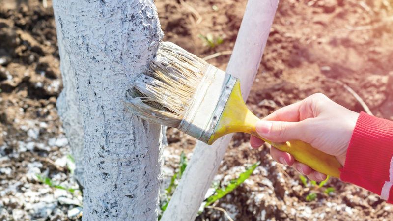 Apply White Latex Paint To The Trunk