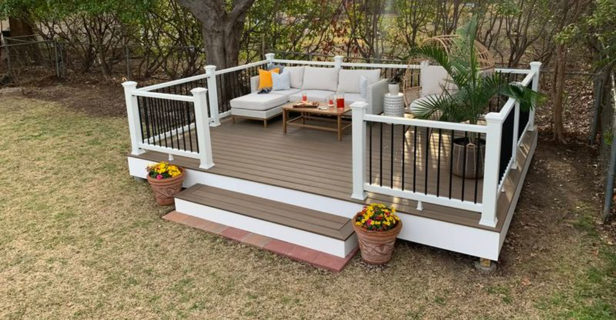 deck in backyard