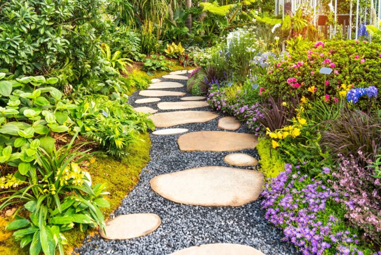 gravel and stone pathway in garden