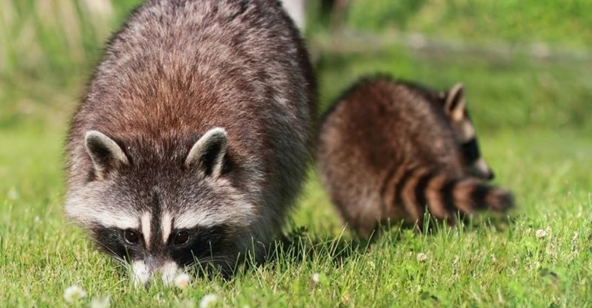 raccoons in yard