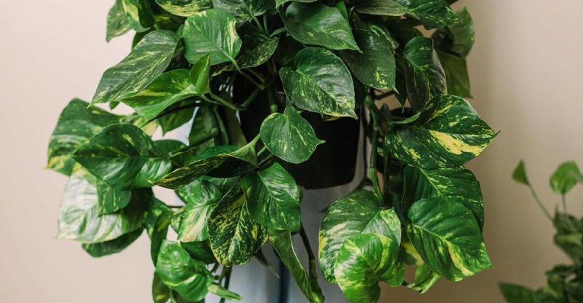 pothos plant in hands