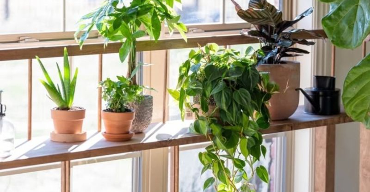 houseplants on window