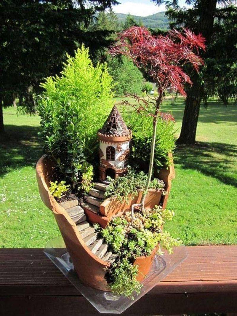 Turning Broken Pots Into Fairy Garden Landscapes