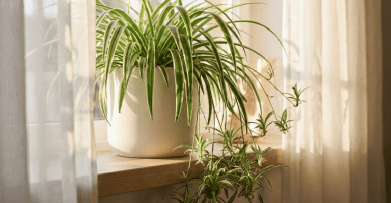 spider plant on window