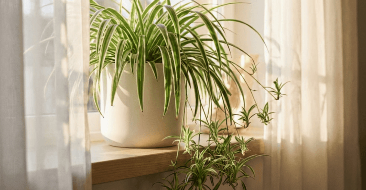 spider plant on window