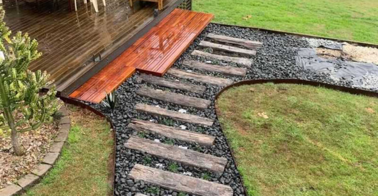 reclaimed wood pathway
