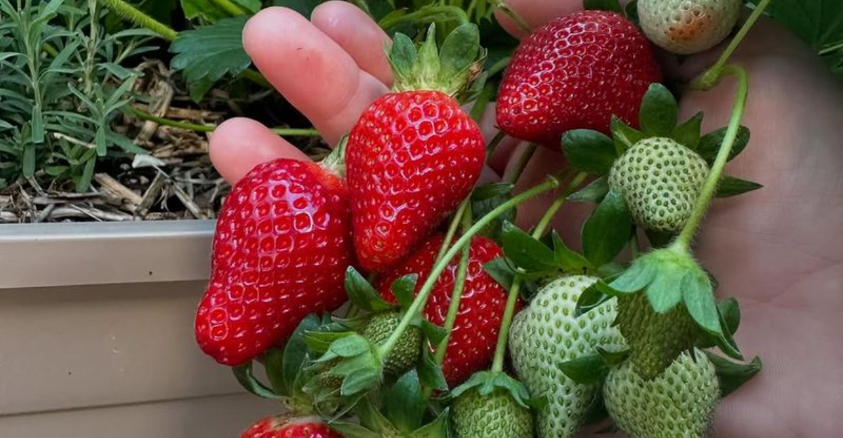 strawberries in hand