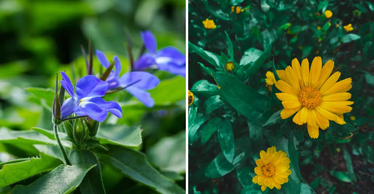 Lobelia and calendula flower