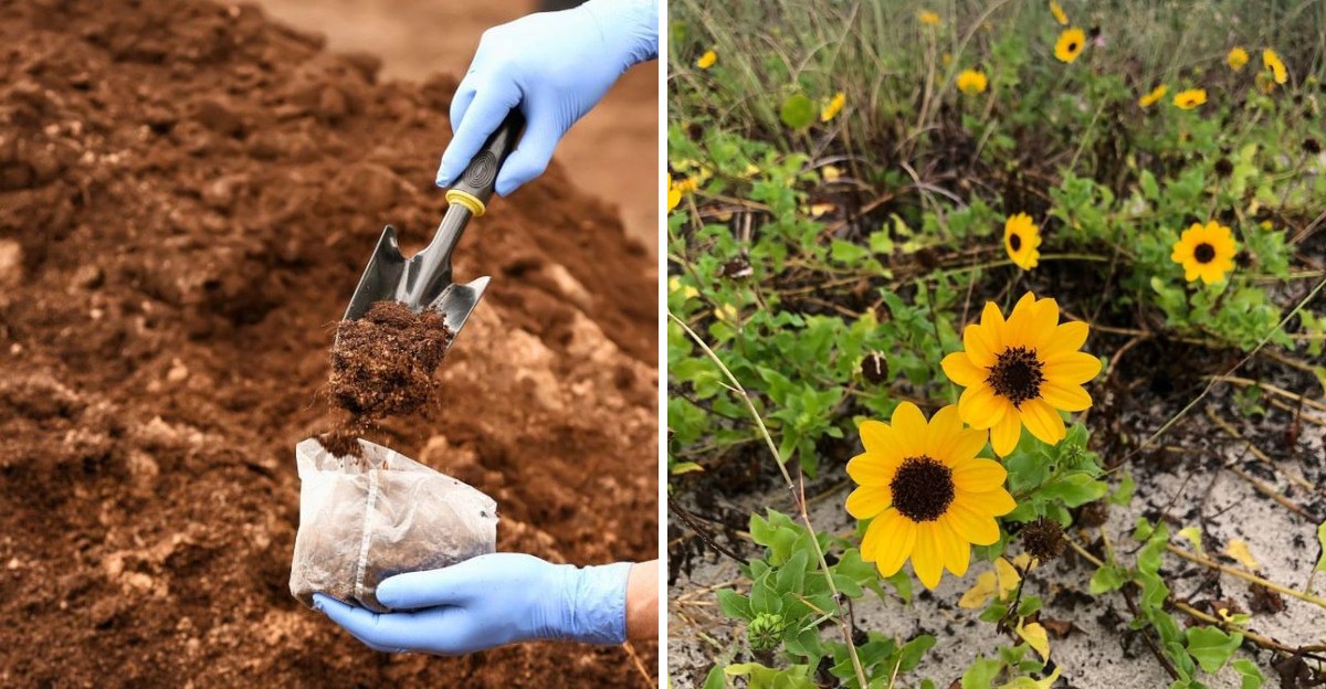 soil testing and beach sunflower