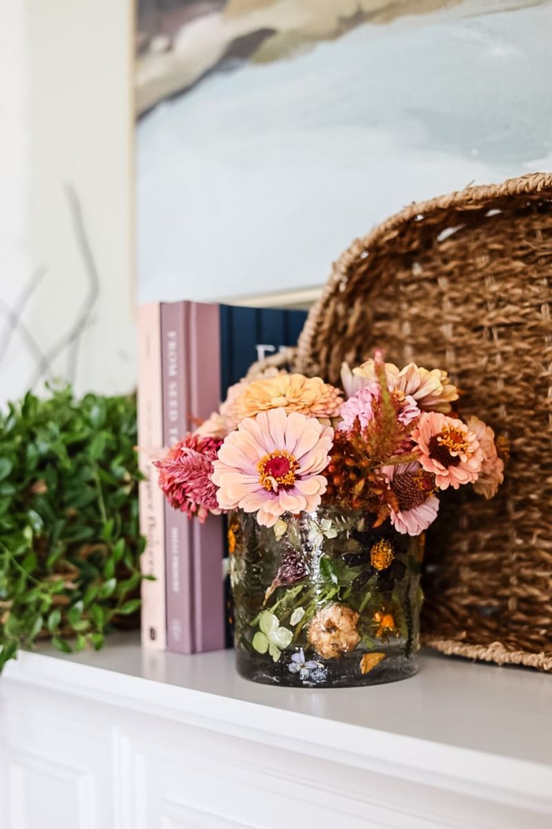 Fill Glass Jars With Dried Blooms