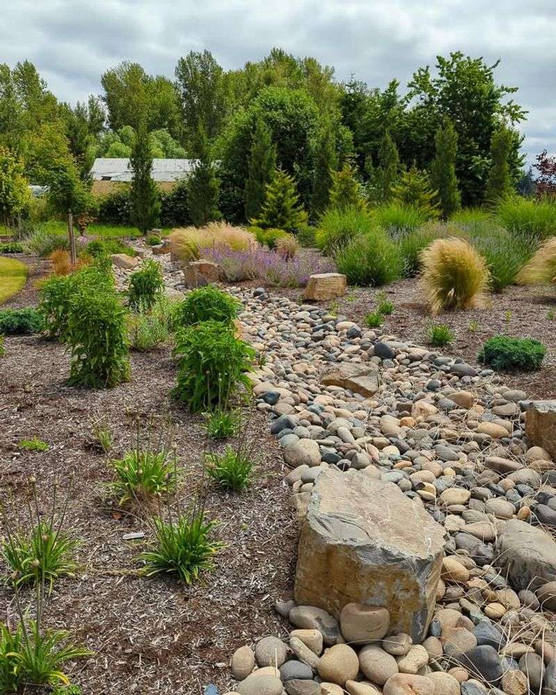 Add A Dry Creek Bed For Decorative Drainage