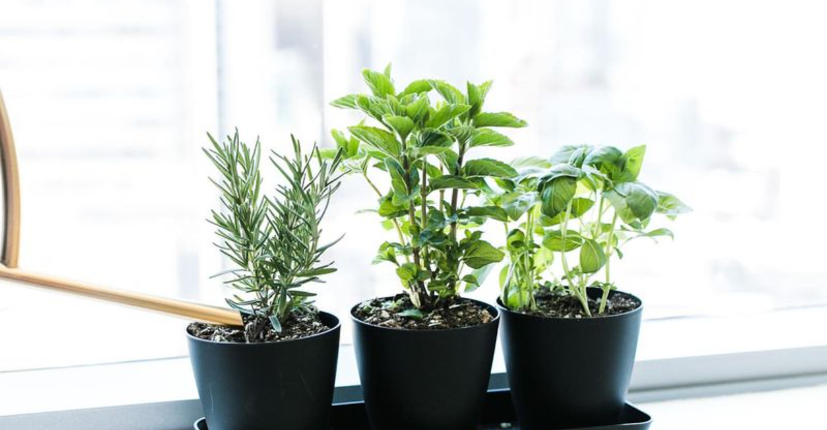 herbs on window