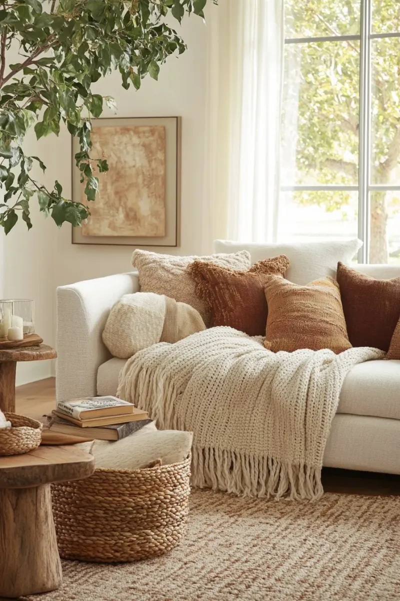 Embrace Cozy Textures With Layered Blankets And Throws