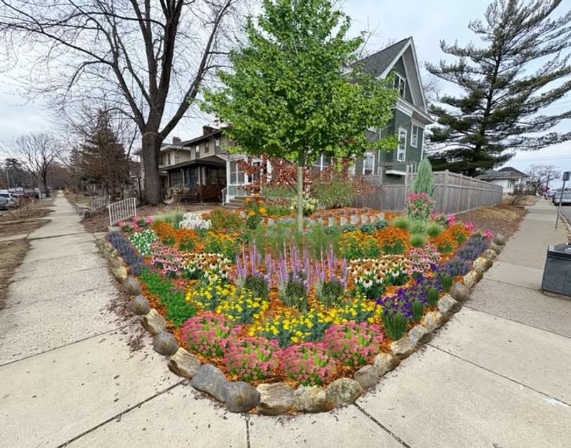Native Wildflower Borders With Natural Edging