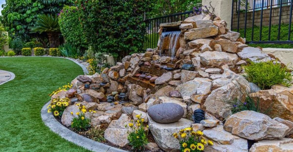 rock boulder diy fountain