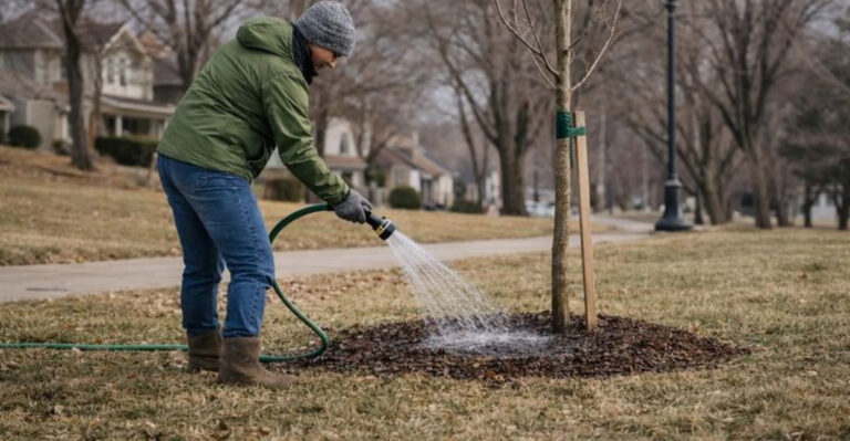 watering a tree