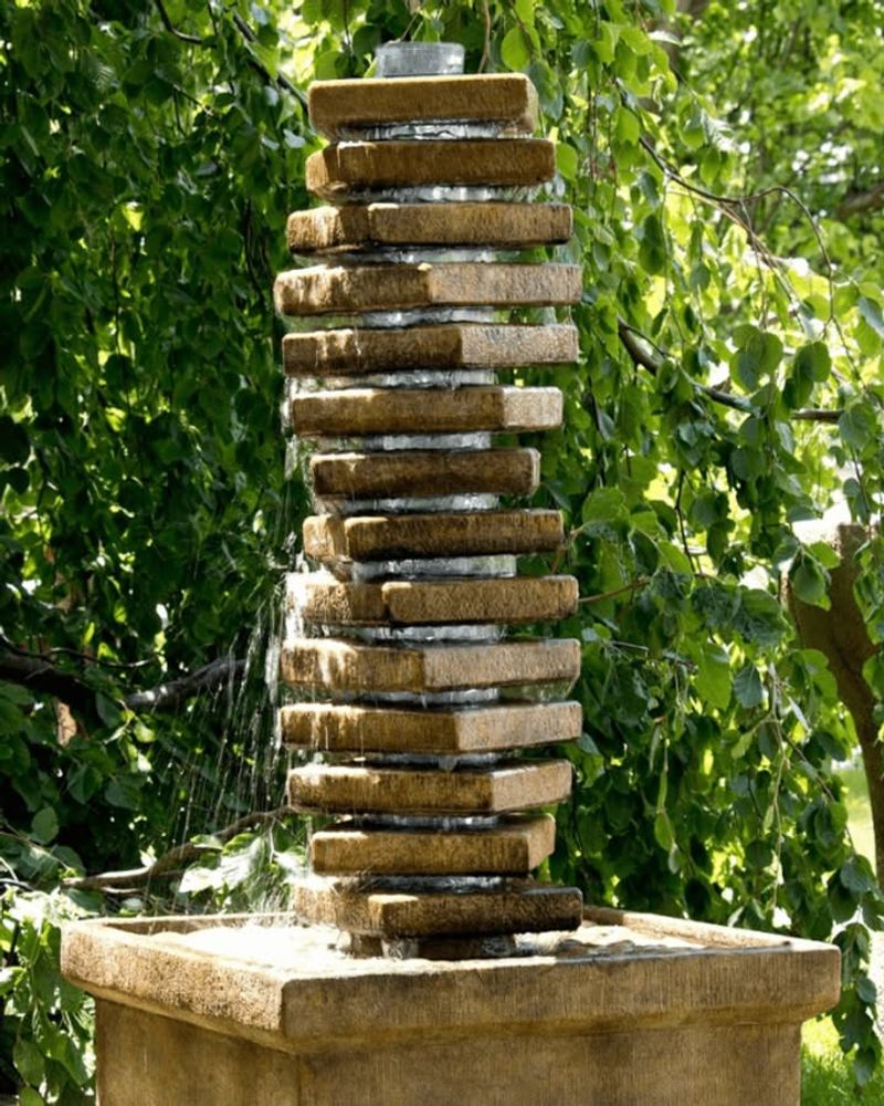 Stacked Stone Urn Fountain