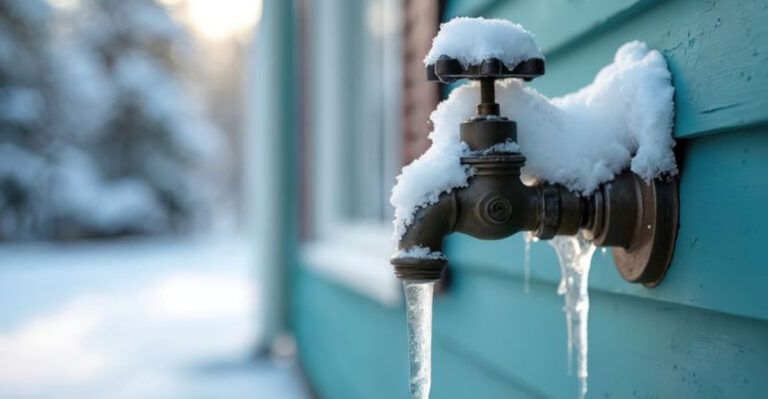 frozen outdoor faucet