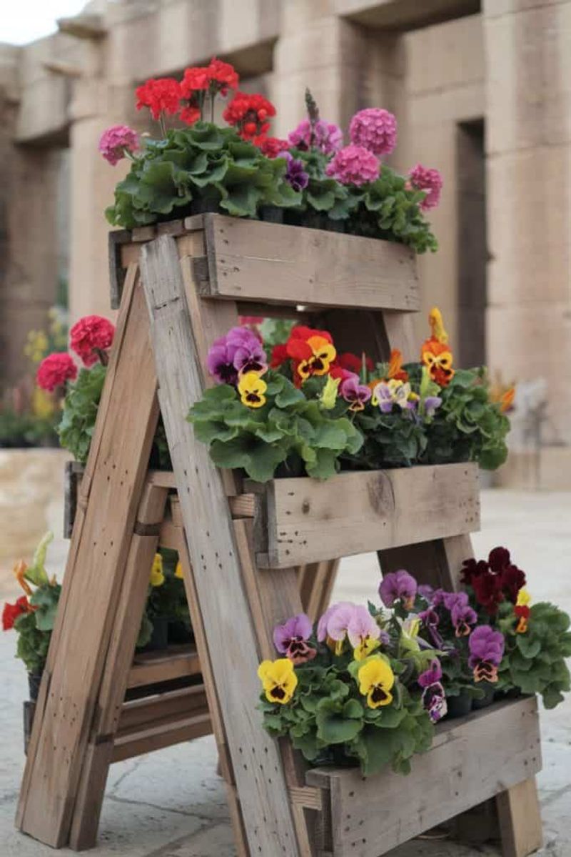 Repurpose Ladders Into Vertical Flower Displays