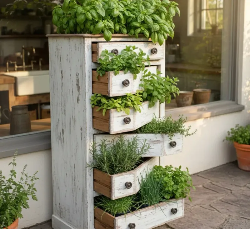 Convert Old Drawers Into Raised Garden Boxes