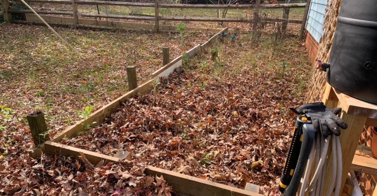 leaf mulch in bed