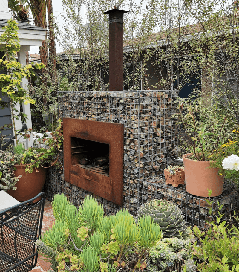 Modern Metal and Gabion Wall Features