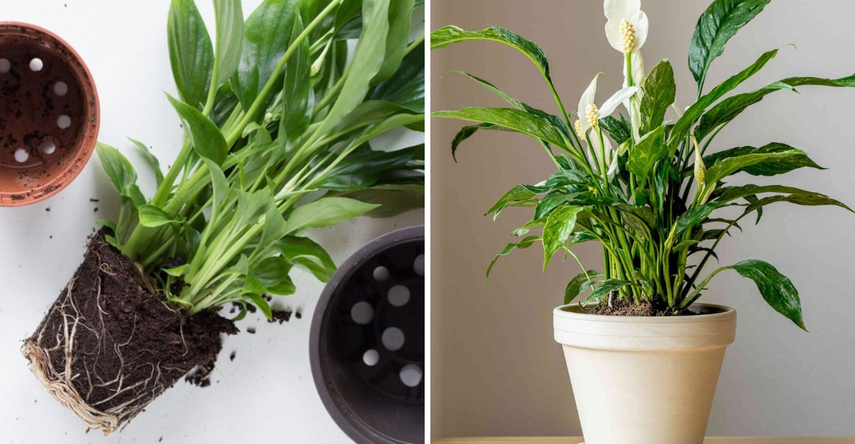 peace lily repotting