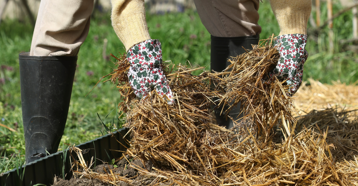 mulching garden bed