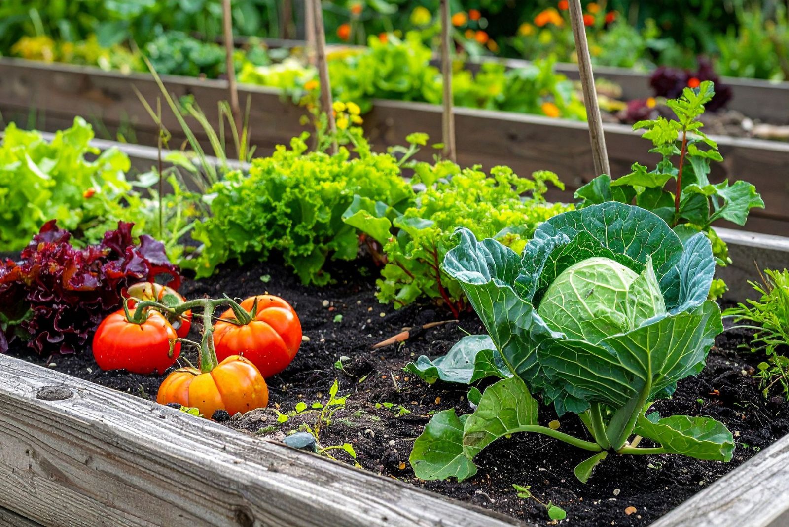 vegetables in garden bed