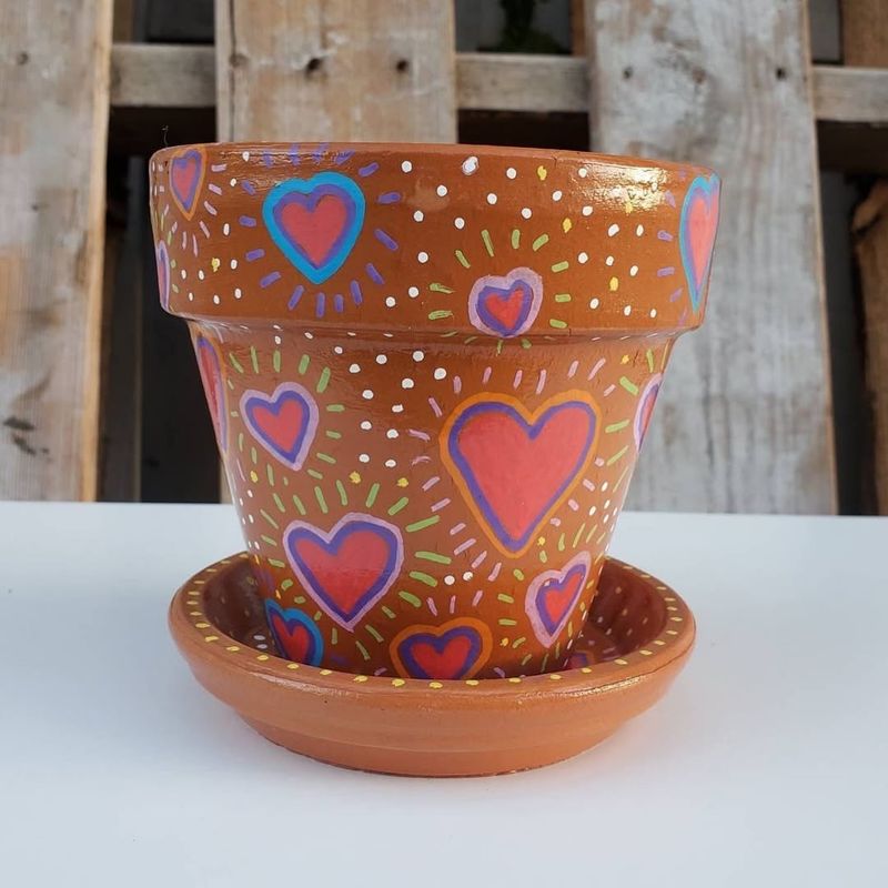 Painted Terra Cotta Love Pots
