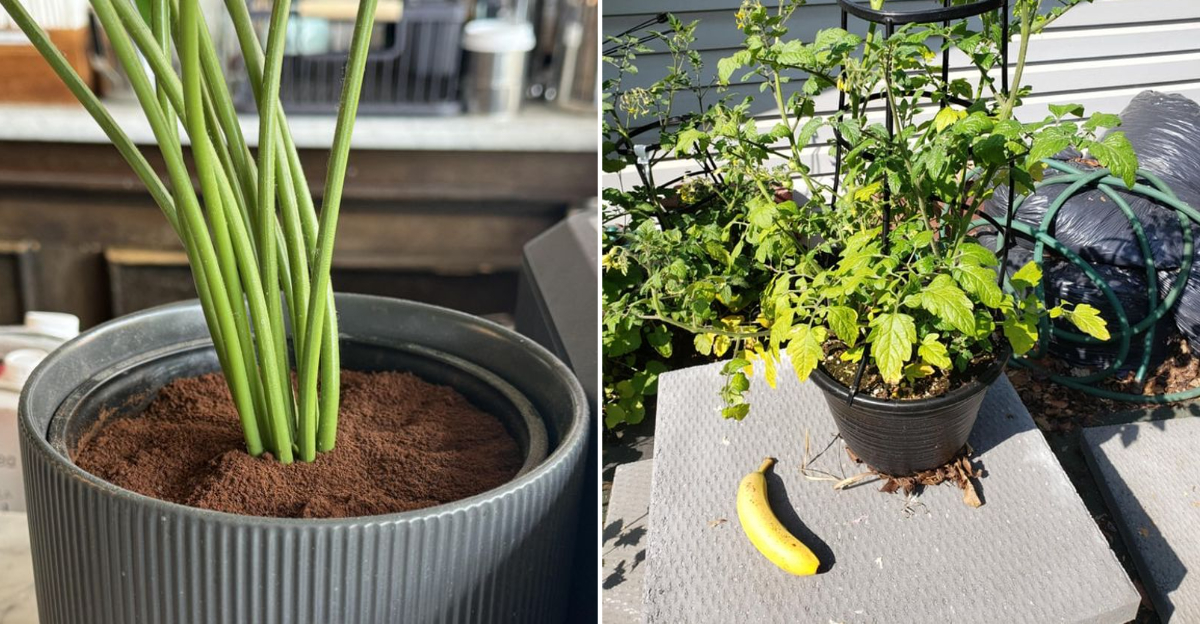 coffee grounds and banana for plants
