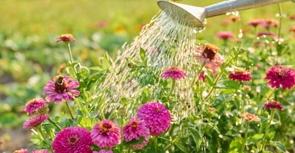 watering flowers