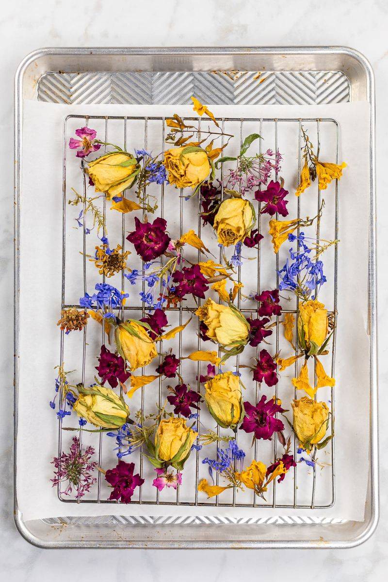 Use Low Heat To Dry Flowers In The Oven