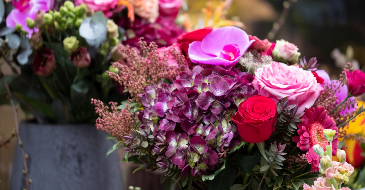 Mixed bouquet of flowers for Valentine's Day