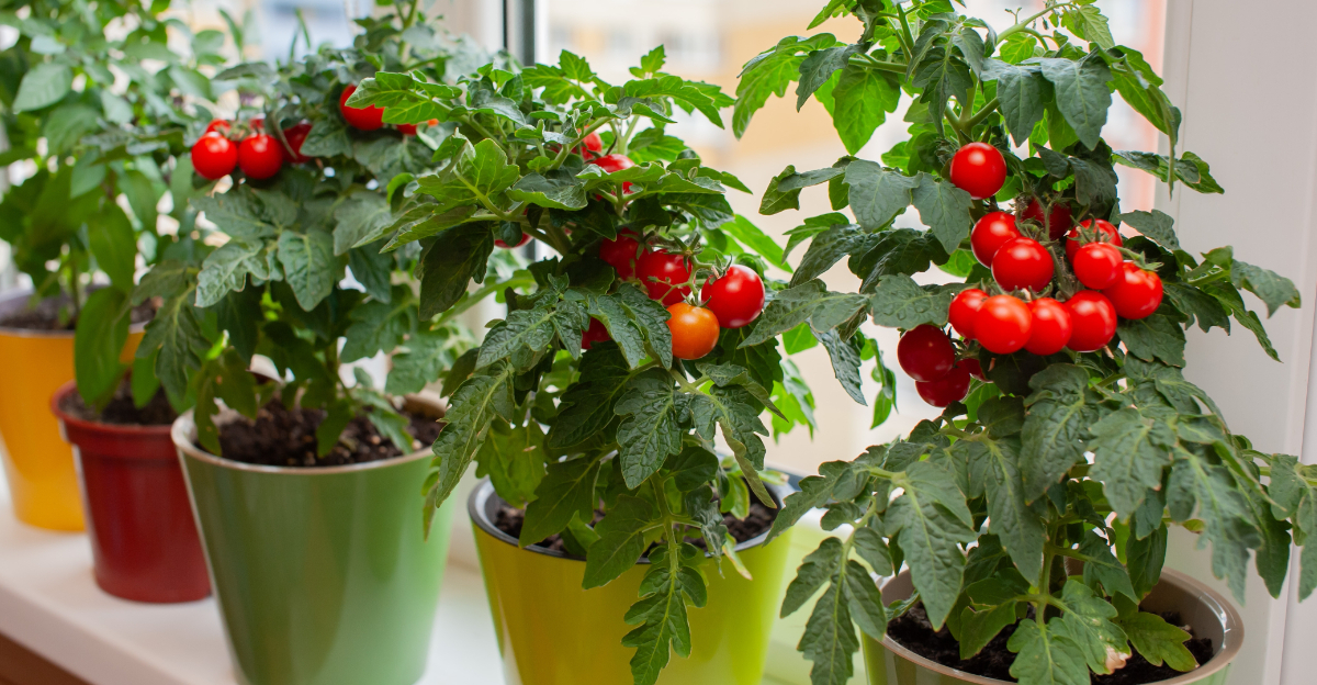 tomatoes in containers