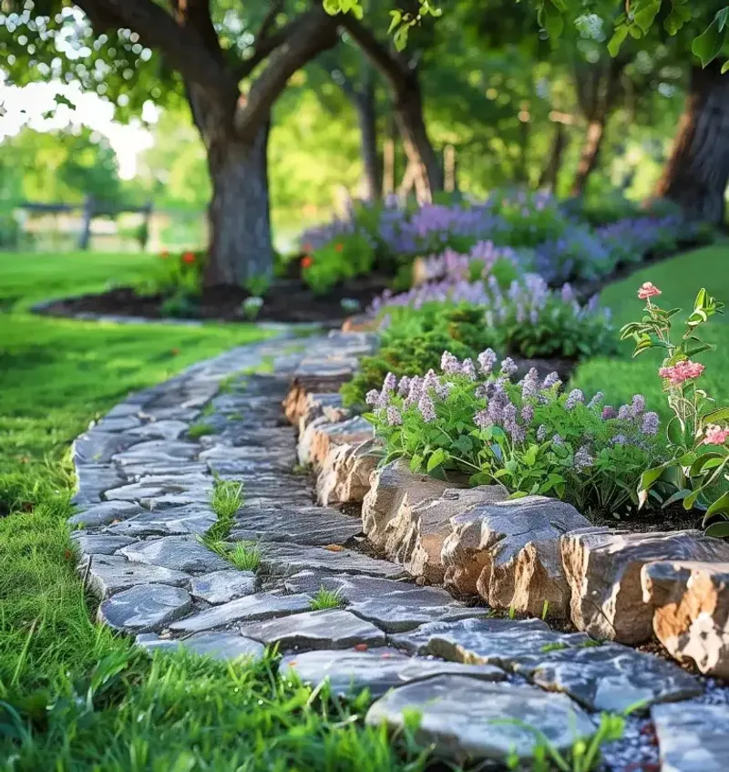 Stacked Stone Borders Build A Strong Raised Edge