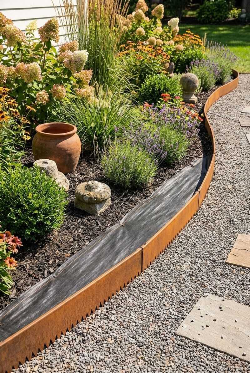 Curved Metal Edging Gives Beds A Crisp Modern Look