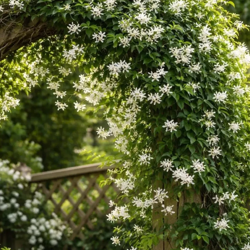 Confederate Jasmine Covers Trellises With Fragrant White Flowers