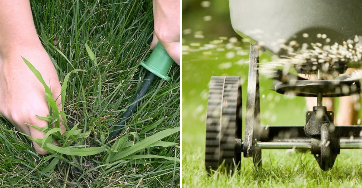 Fertilizing lawn