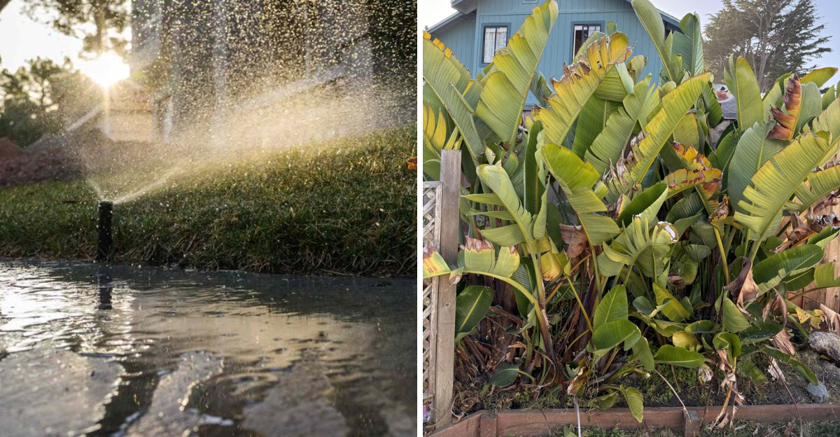 irrigation system and yellow plant