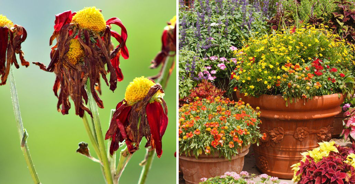 wilted flower and container garden