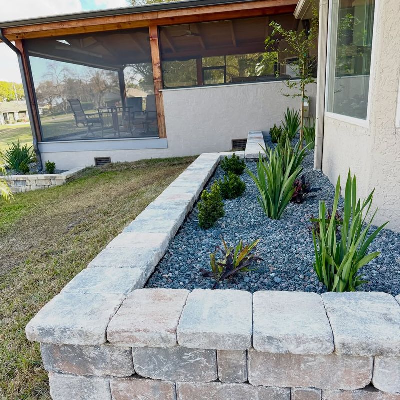 Stacked Wall Block Edging Helps On Sloped Garden Spaces