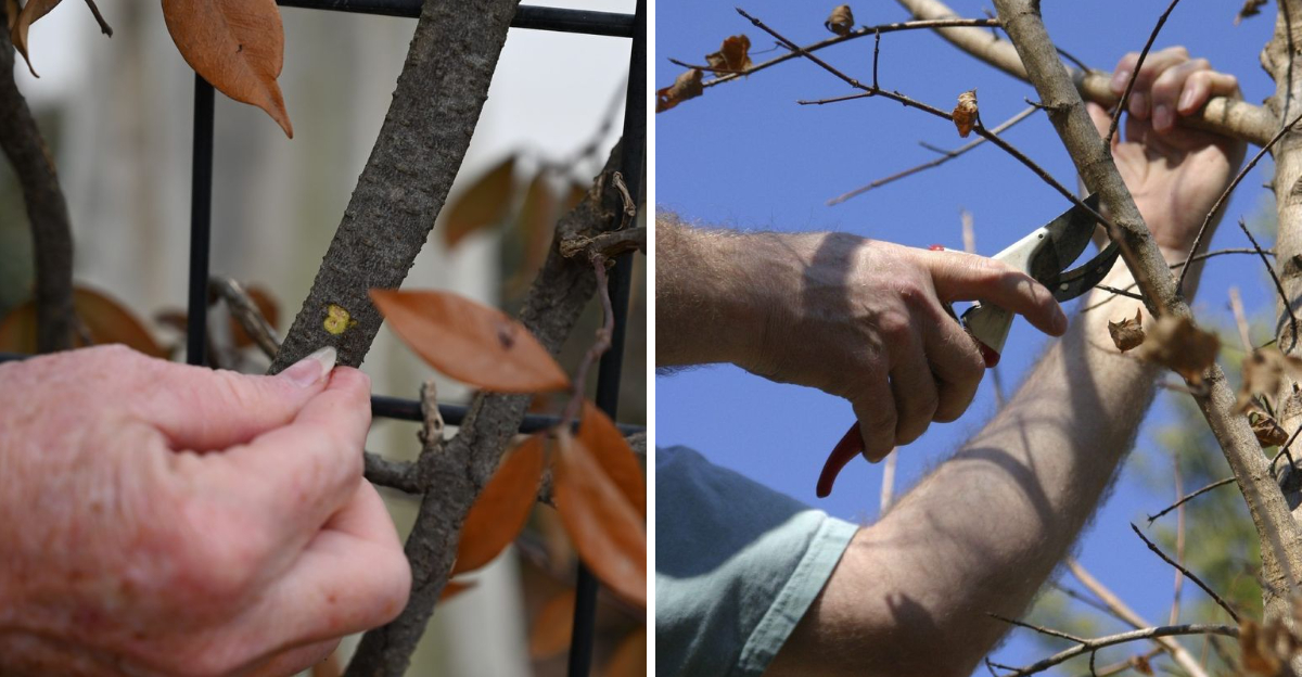 pruning frost damaged plant